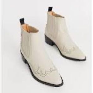 Selected Femme cream cowboy boots